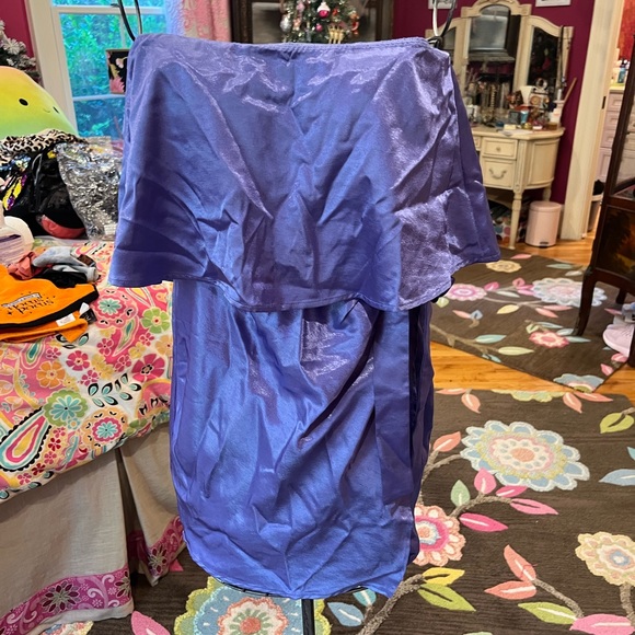 Blue Blush Purple Dress | Purple Mini Dress | Periwinkle Satin Strapless Dress - Picture 4 of 6